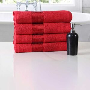 1638780649_3 4 pcs 100% Cotton Towels for Bath | Towels for Bath Small Size | Trident Bath Towel - Soft & Absorbent 70 x 140 (RED)